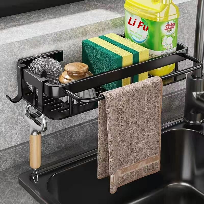 Aluminiumhylla med hållare för schampo och duschprodukter