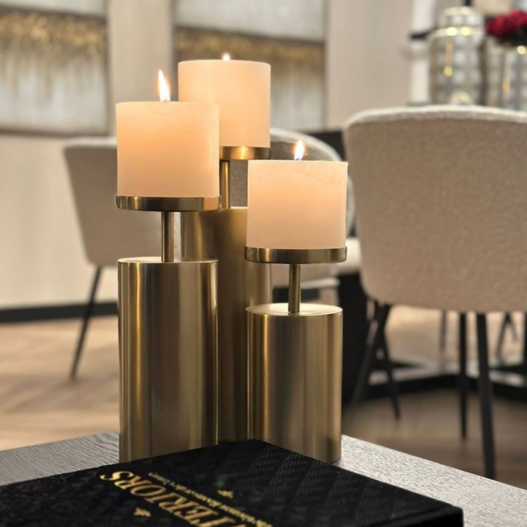 Metallljusstake i tre höjder för värmeljus