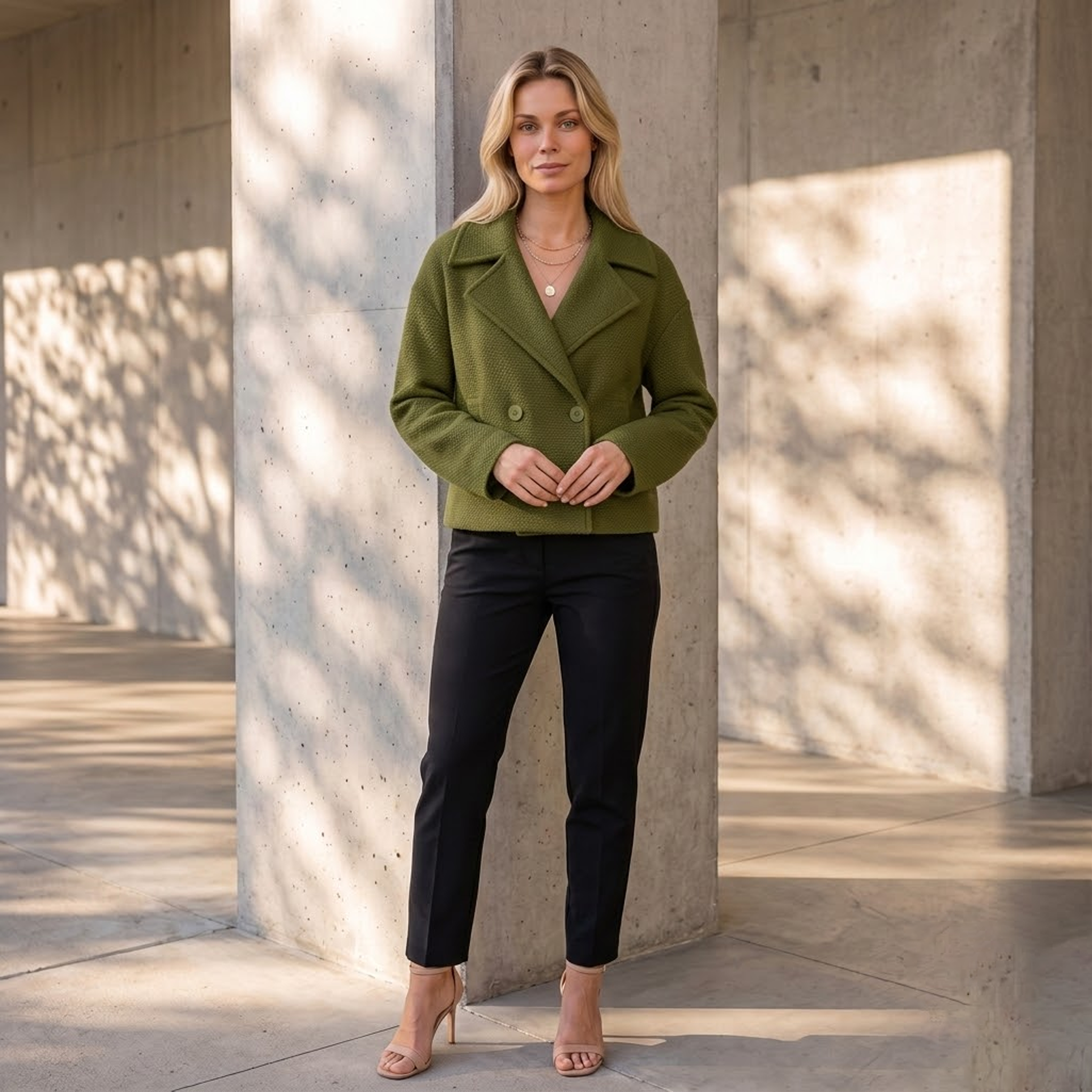 Wool Coat Double Breasted Women