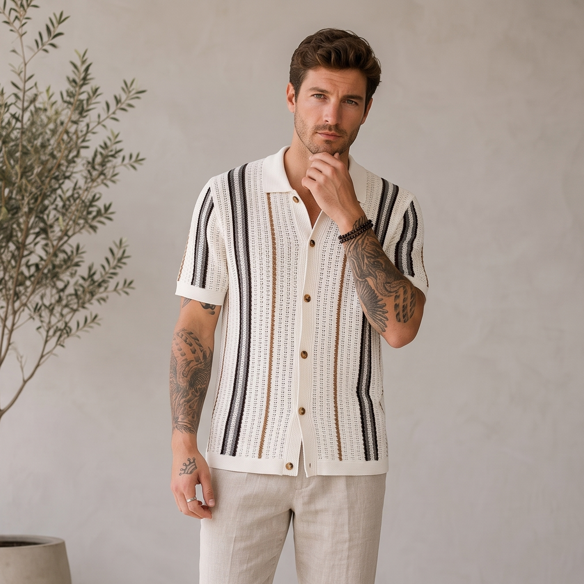 Polo Shirt Contrast Panel Men