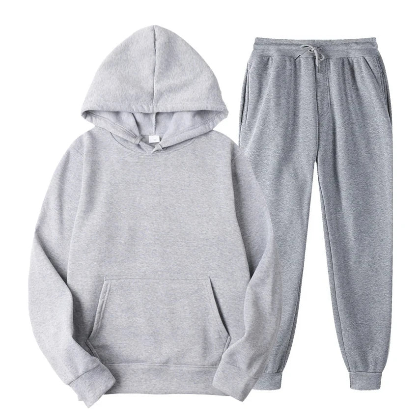 Men's relaxed-fit cotton blend hoodie and matching joggers two-piece set