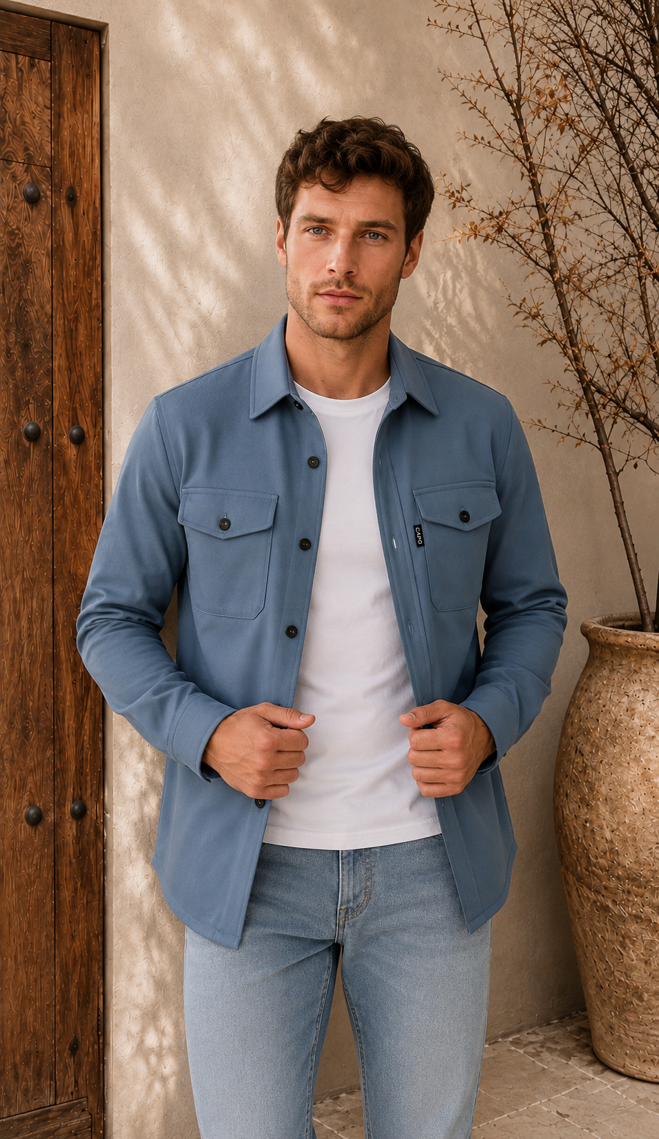 Men's blue classic overshirt jacket