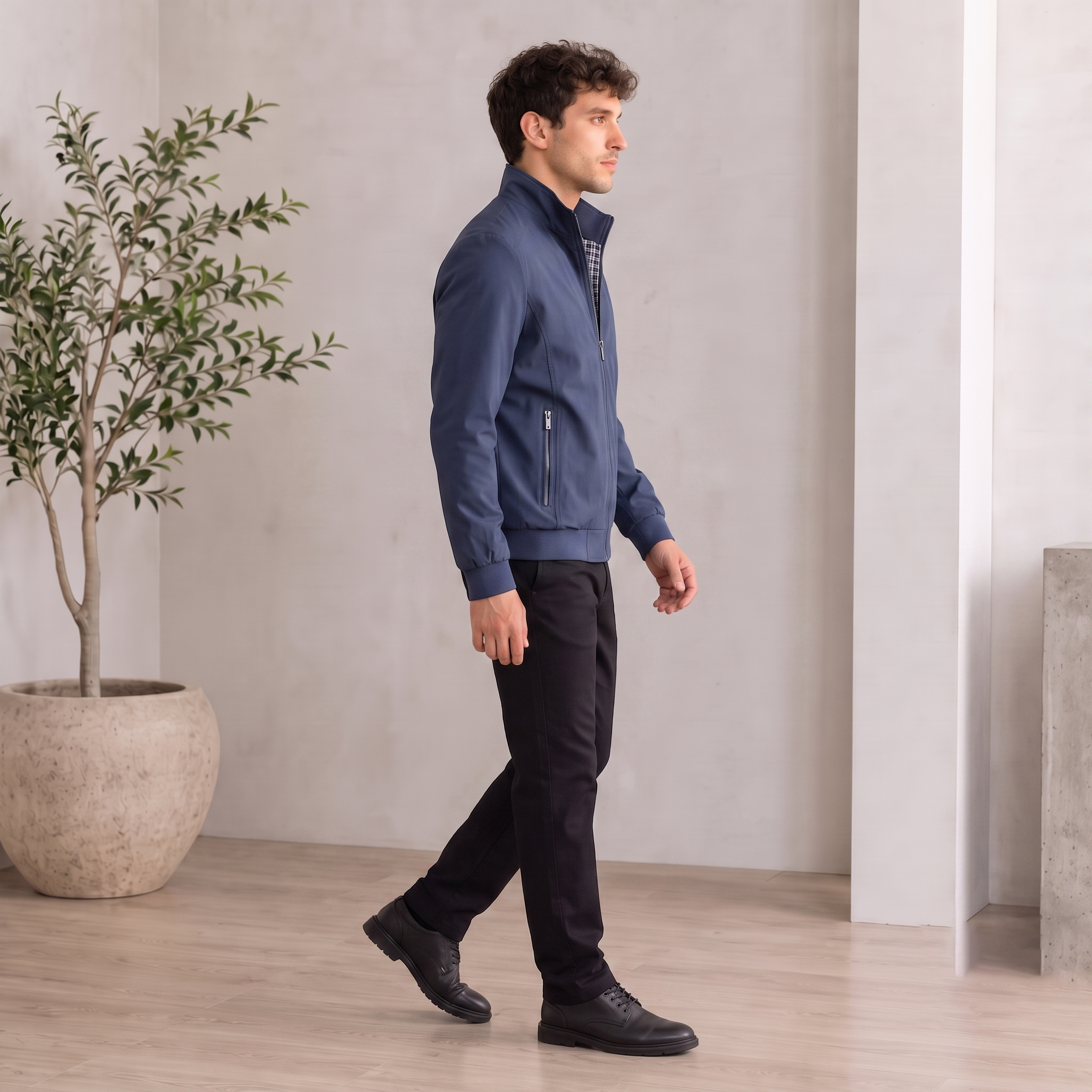 Woven Jacket Zip Front Men