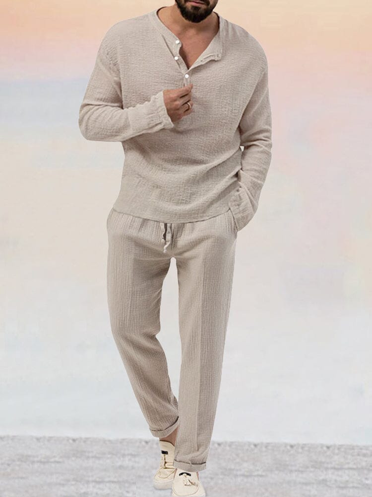 Tvådelat loungeplagg texturtyg avslappnad modell