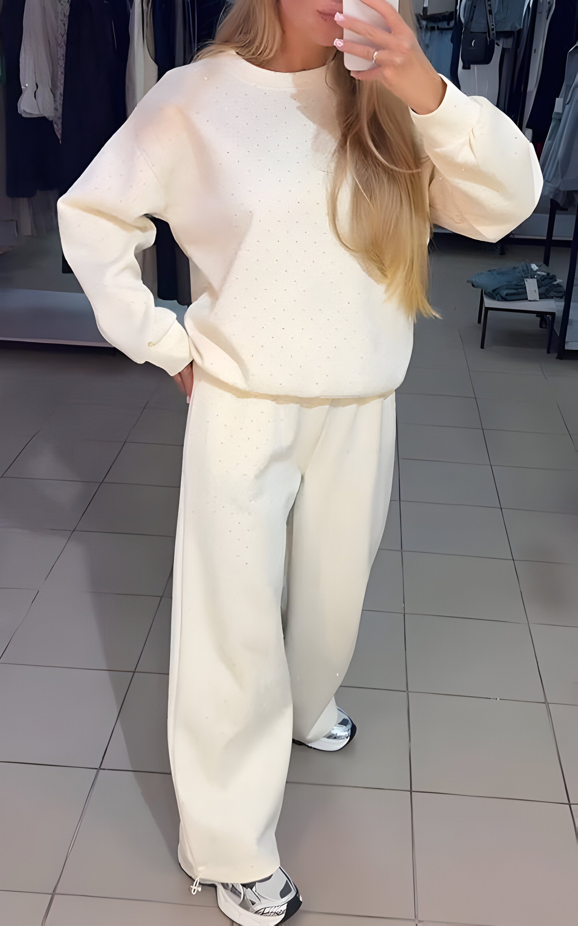Loungewear set för fritid bekväm passform dam