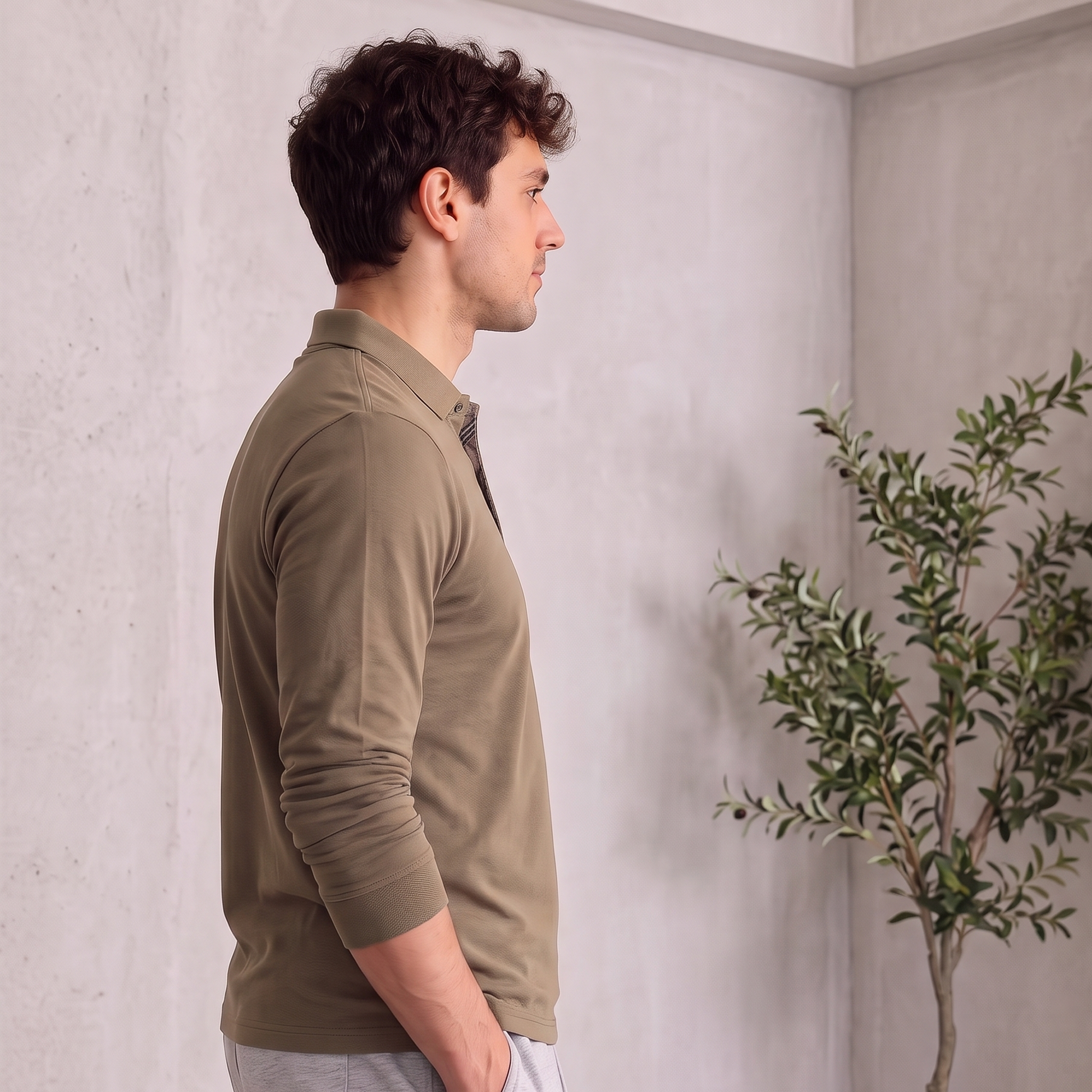 Slim-fit men's polo shirt with classic collar and stretch fabric