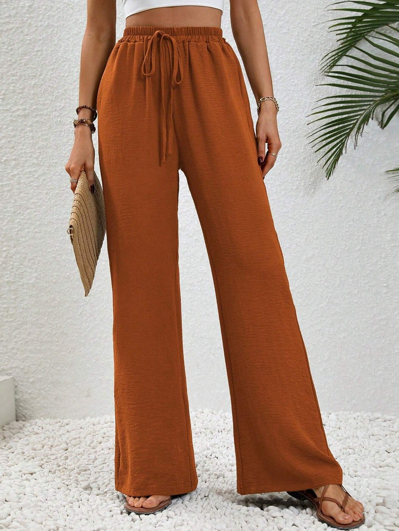 Wide-leg women's pants with relaxed fit and drawstring waistband