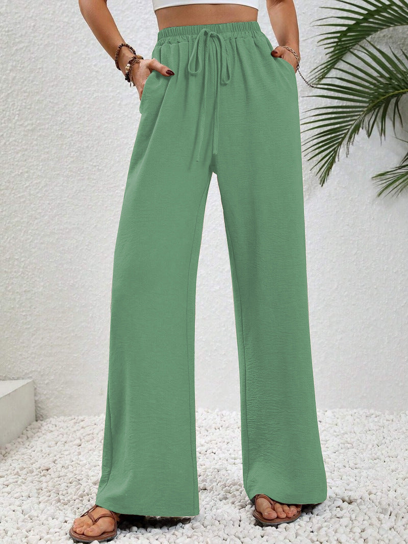 Women's wide-leg trousers with drawstring and relaxed silhouette