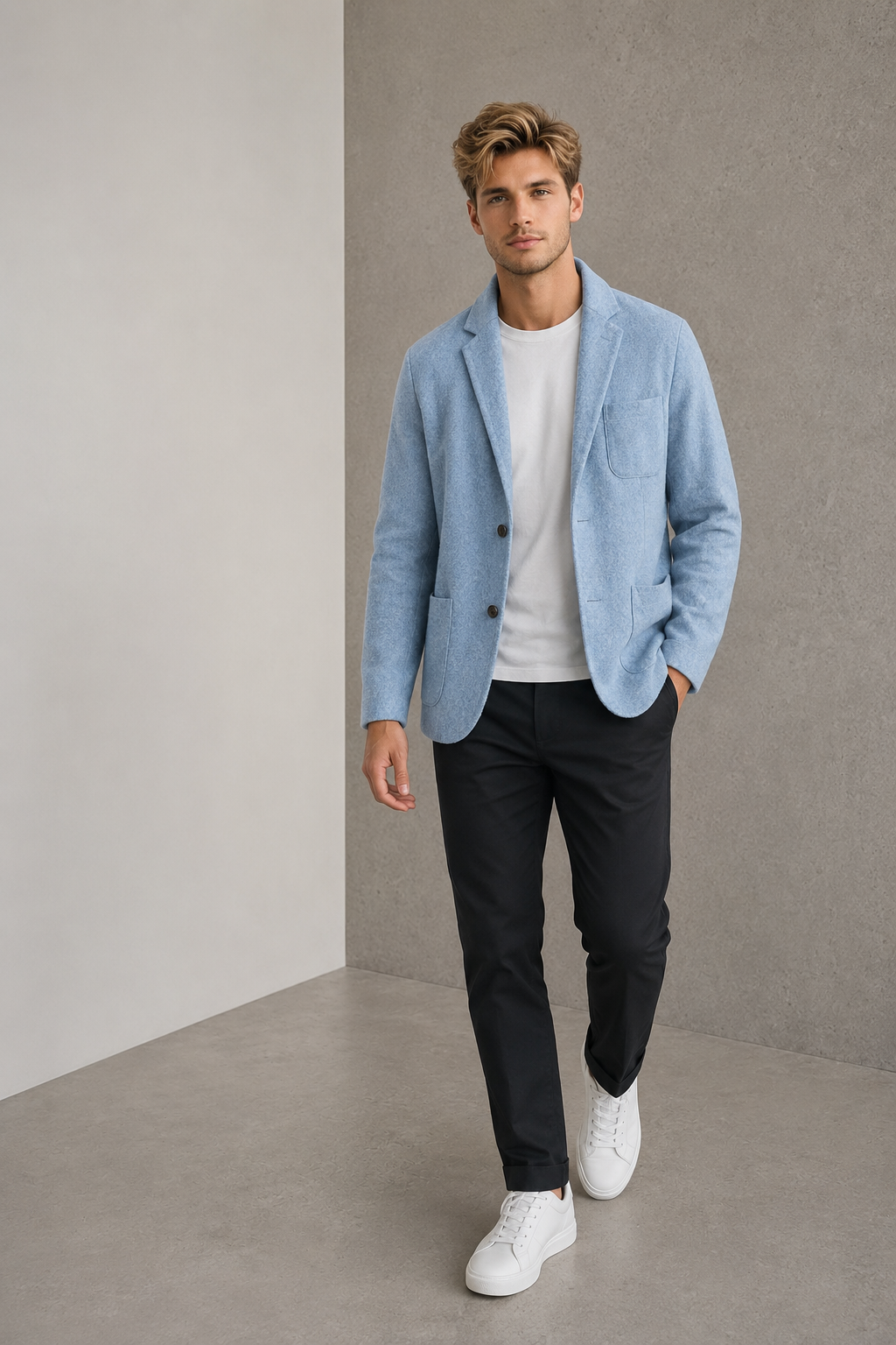 Men's light blue tailored fit jacket