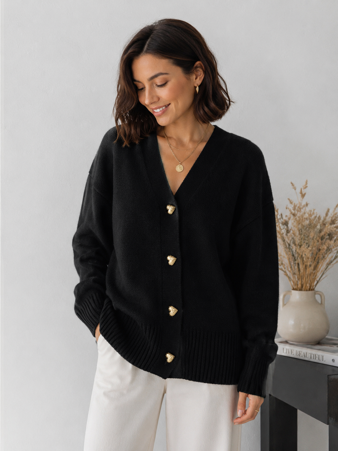 Women's Knitted Cardigan with Button Closure