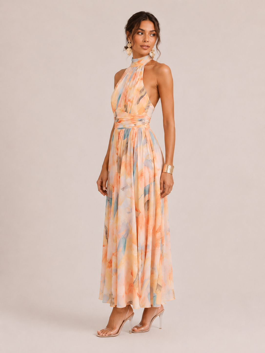 Halterneck dress with pattern for women