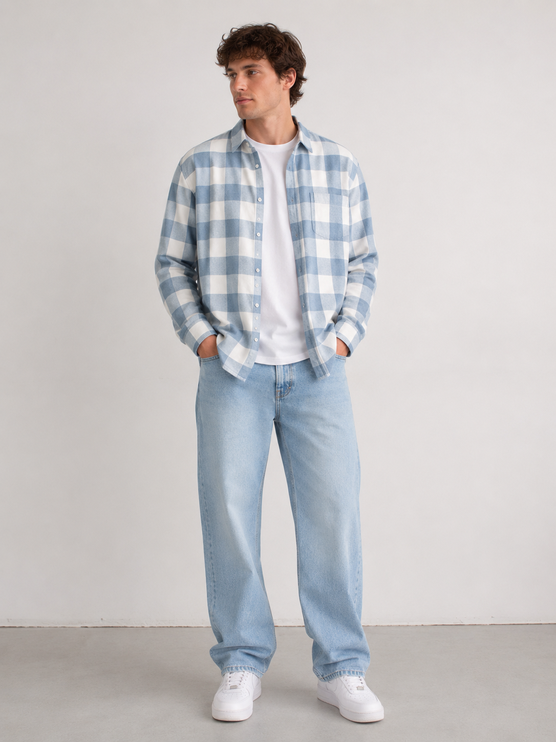 Men's Plaid Shirt with Buttons