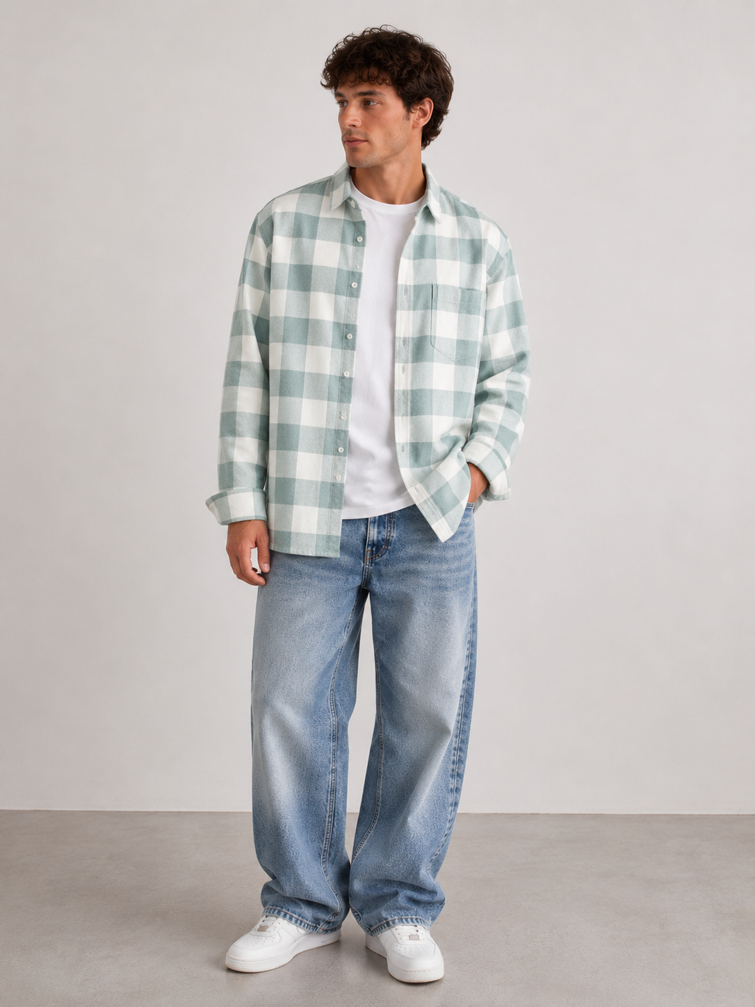 Men's Plaid Shirt with Buttons