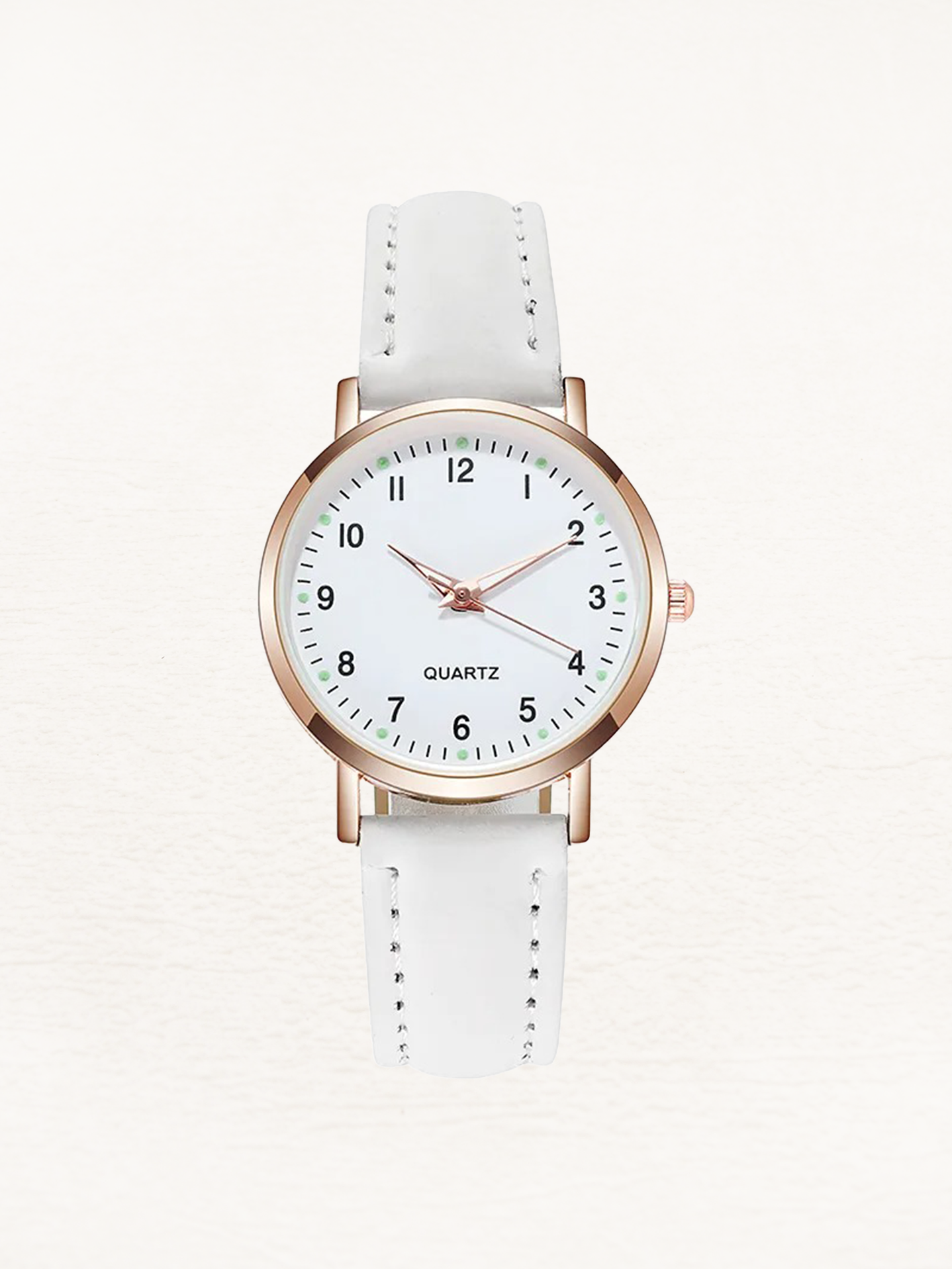 Analog quartzklocka med läderarmband för dam Klockor