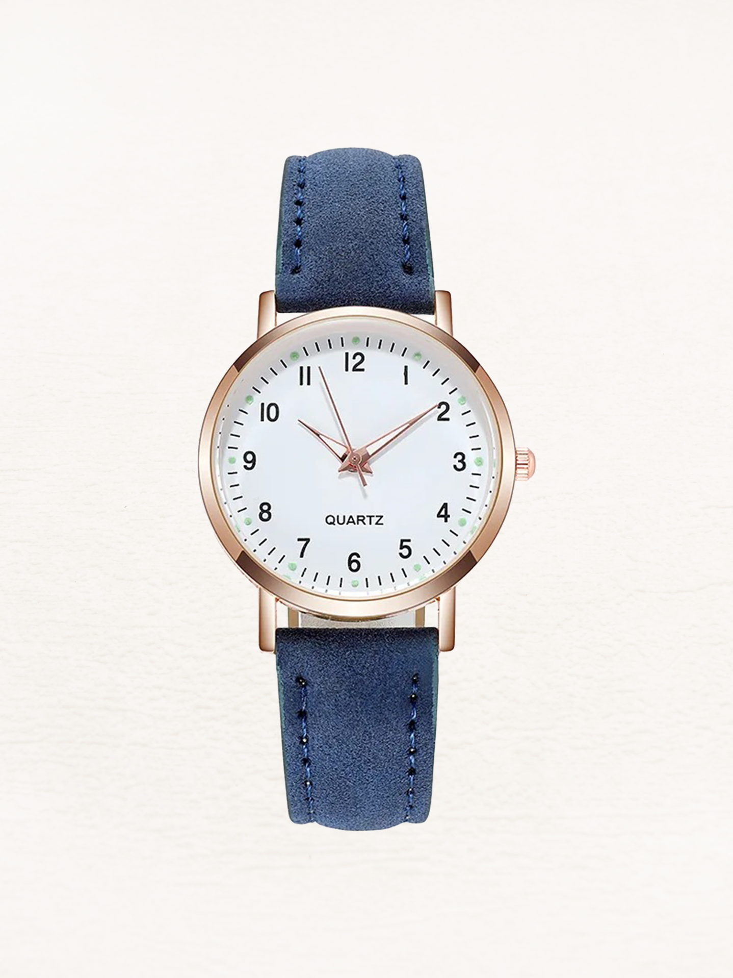 Analog quartzklocka med läderarmband för dam Klockor