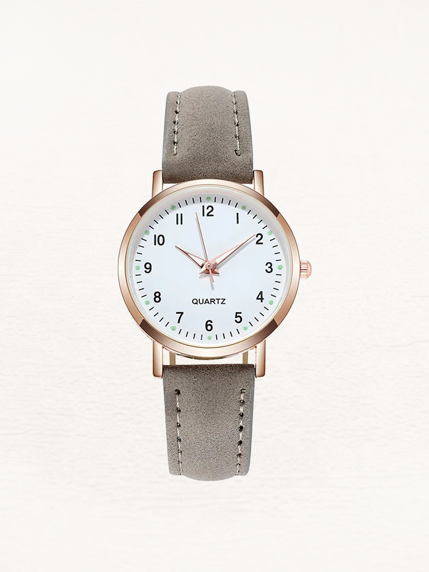 Analog quartzklocka med läderarmband för dam Klockor