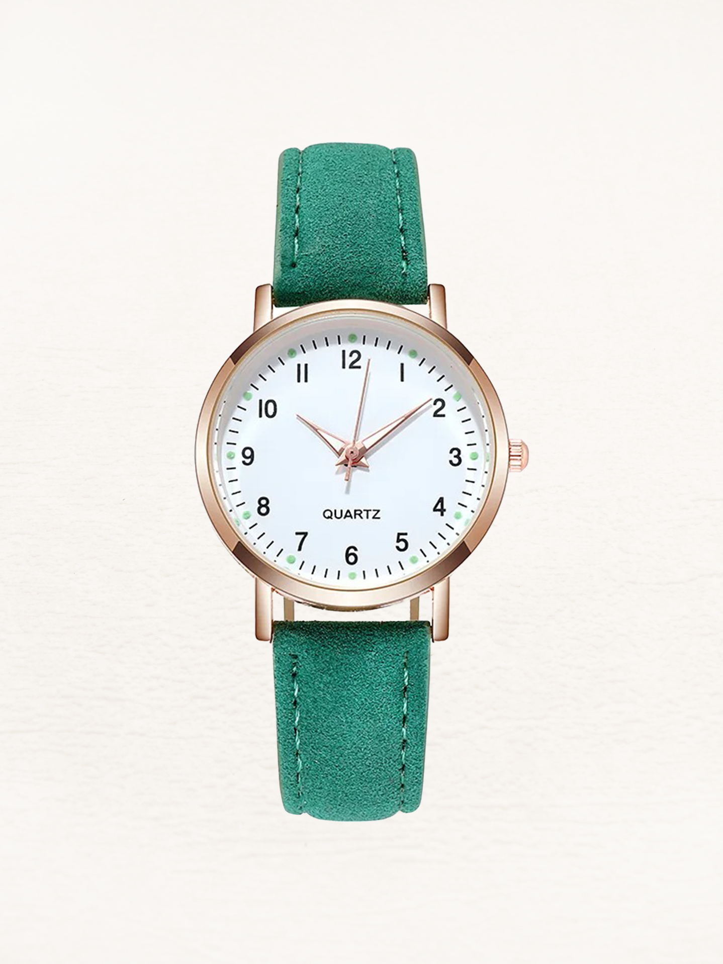 Analog quartzklocka med läderarmband för dam Klockor