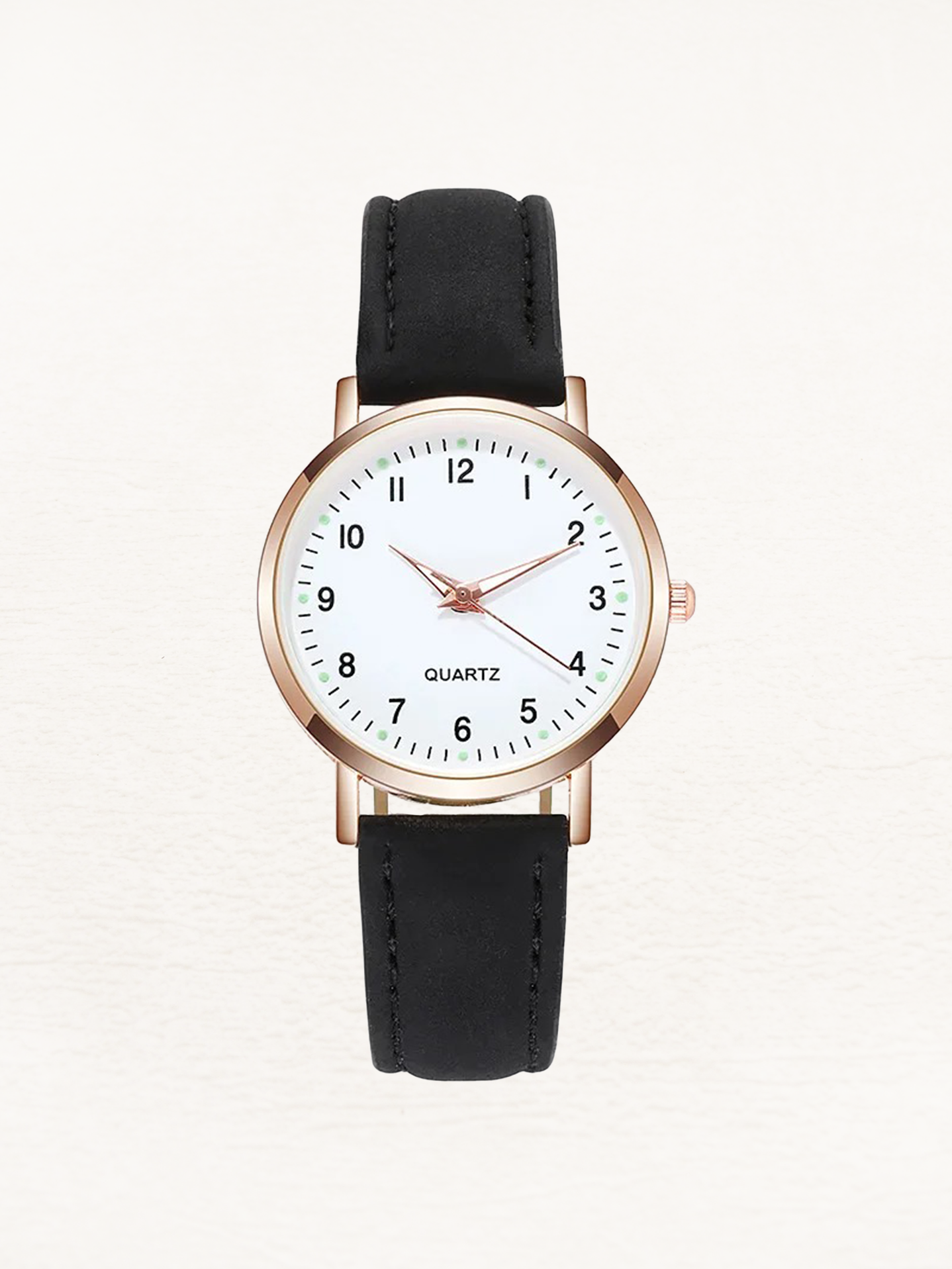 Analog quartzklocka med läderarmband för dam Klockor