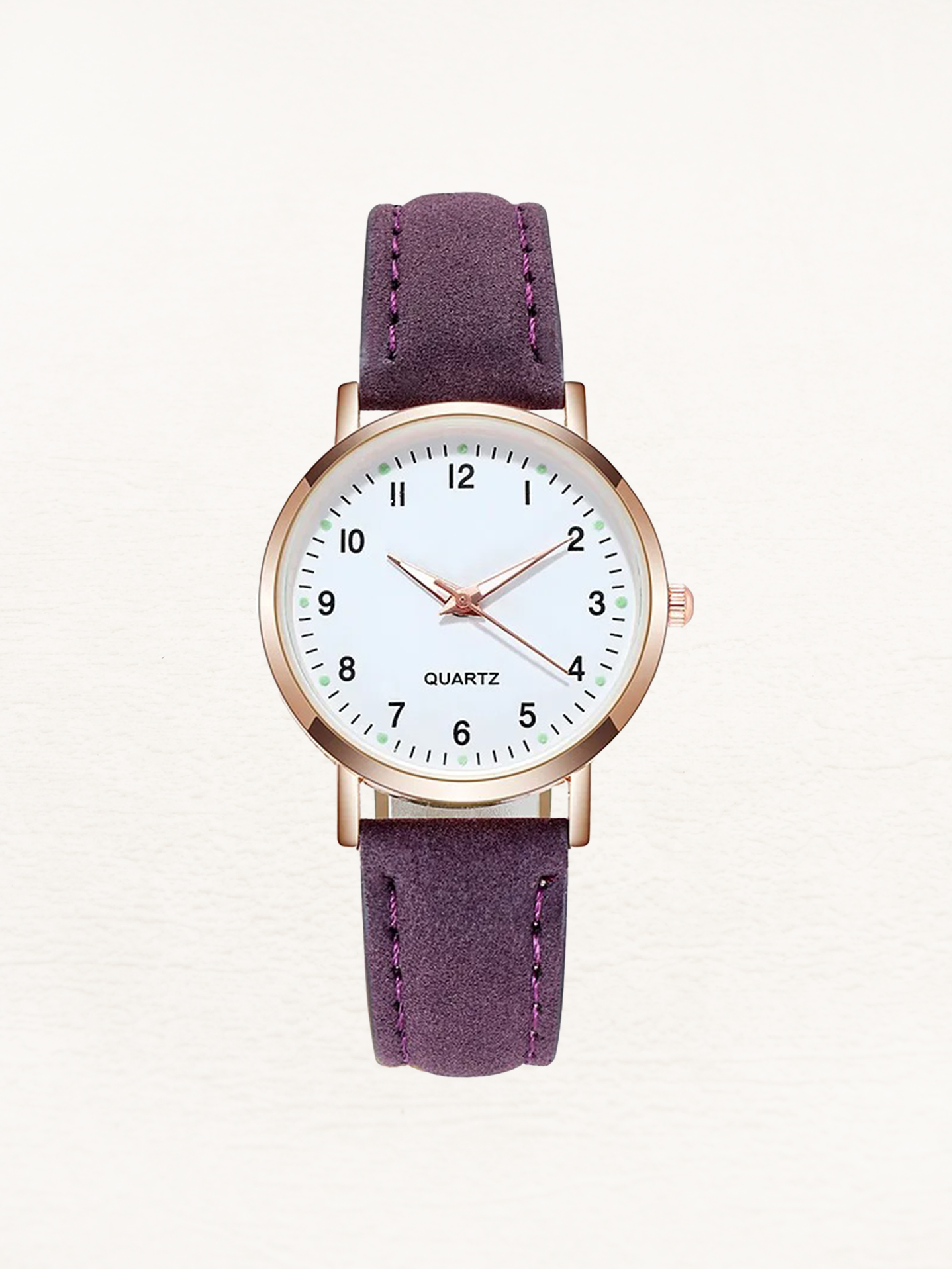 Analog quartzklocka med läderarmband för dam Klockor