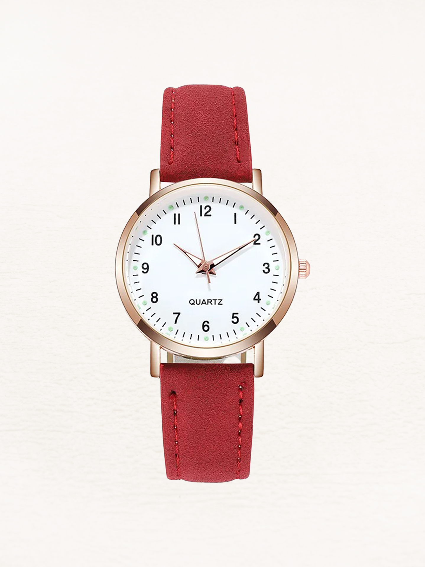 Analog quartzklocka med läderarmband för dam Klockor