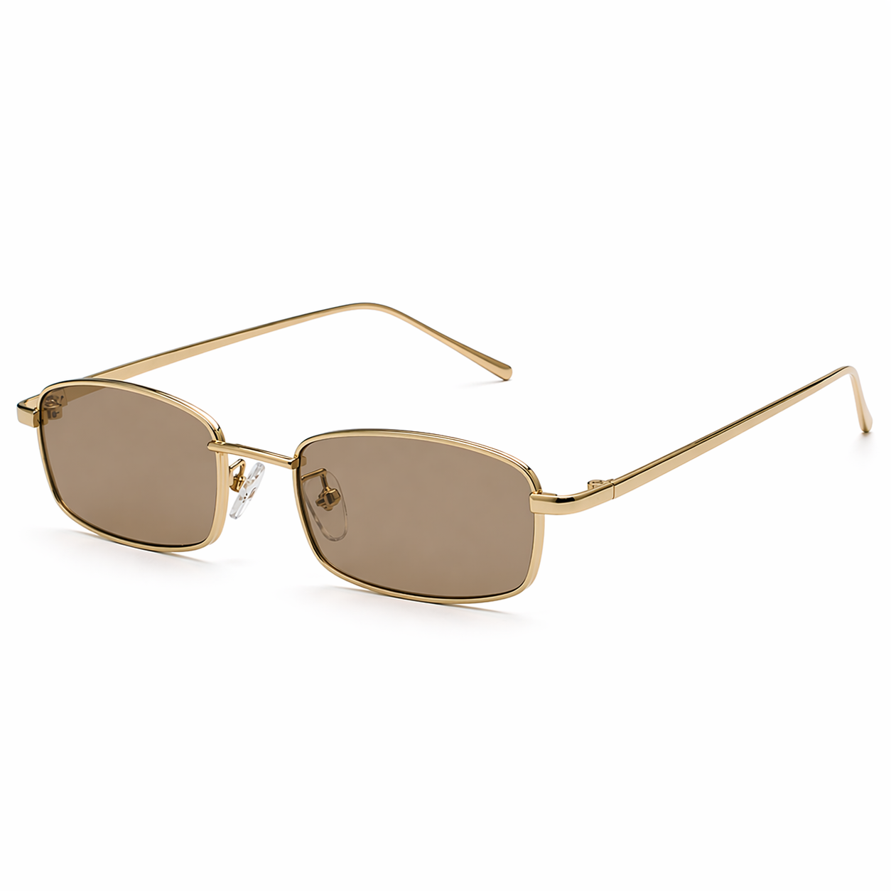 Rectangular sunglasses with slim metal frame