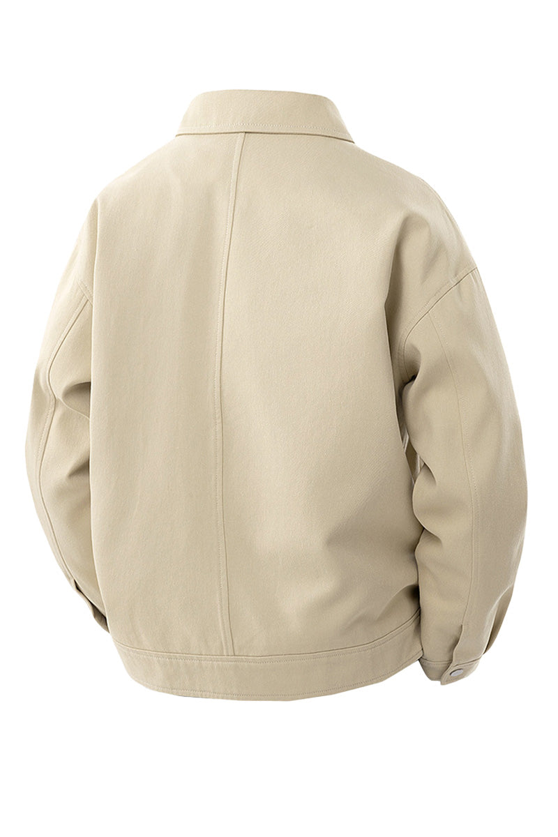 Men's structured utility jacket with long sleeves and straight hem