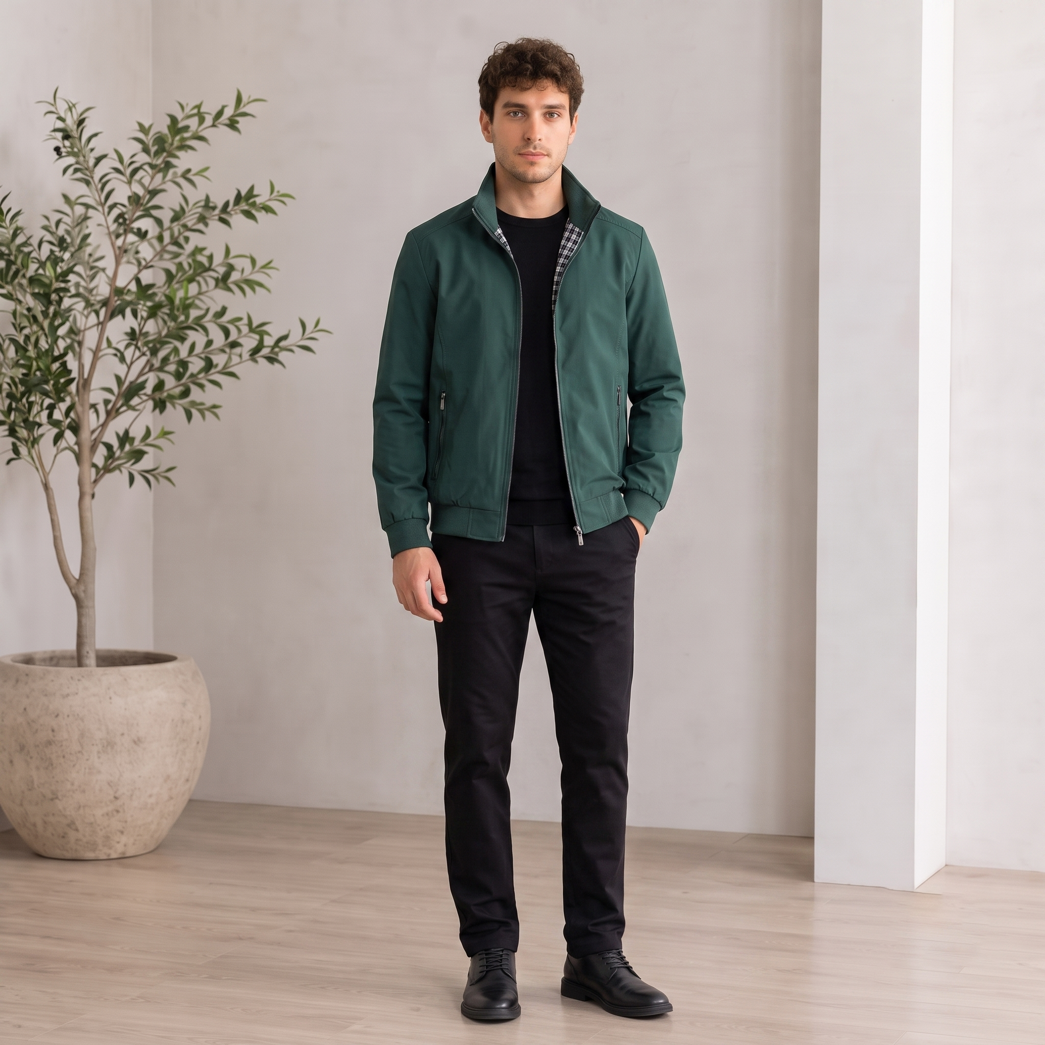 Woven Jacket Zip Front Men
