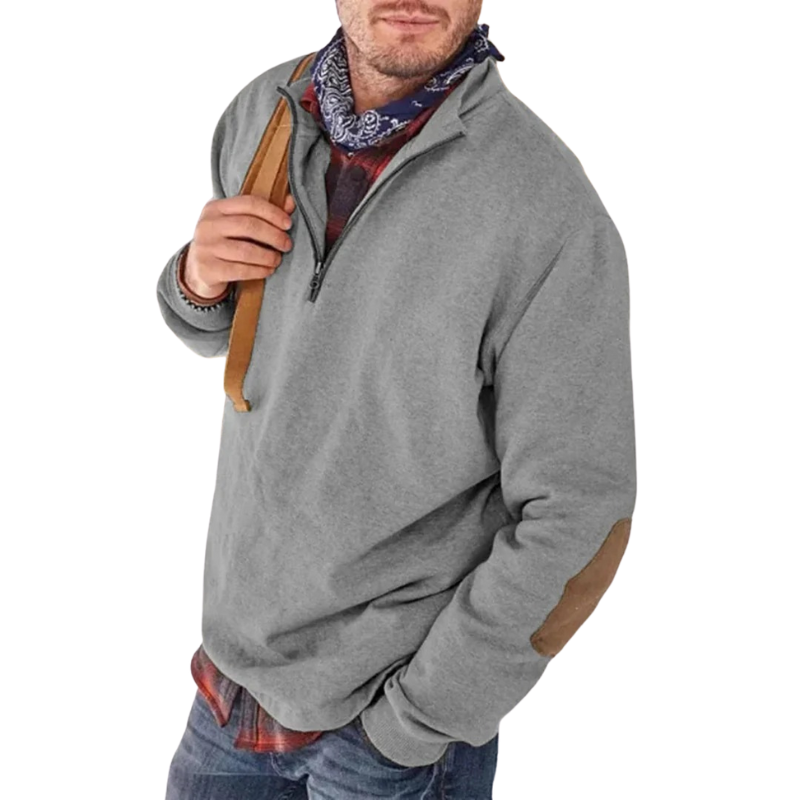 Stickad halvziptröja i mjukt material för herrar