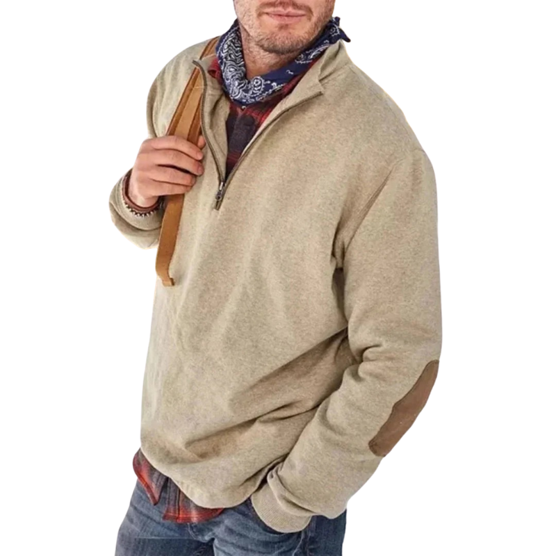 Mjuk herrtröja med halv dragkedja i avslappnad stil