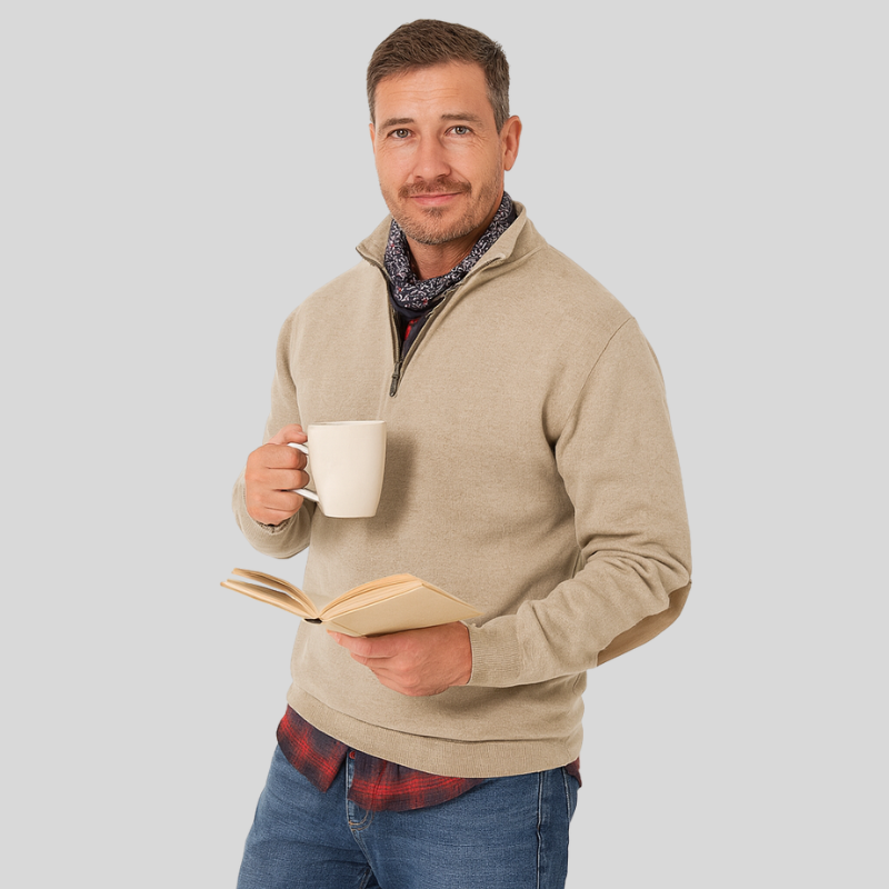 Halvzip Herrtröja Mjuk Stickad Casual