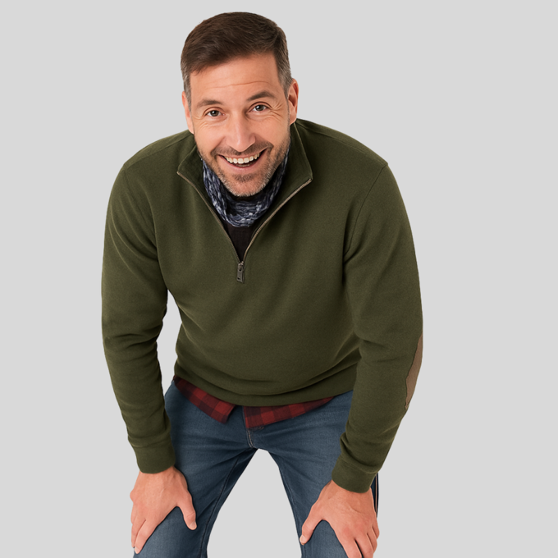 Halvzip Herrtröja Mjuk Stickad Casual