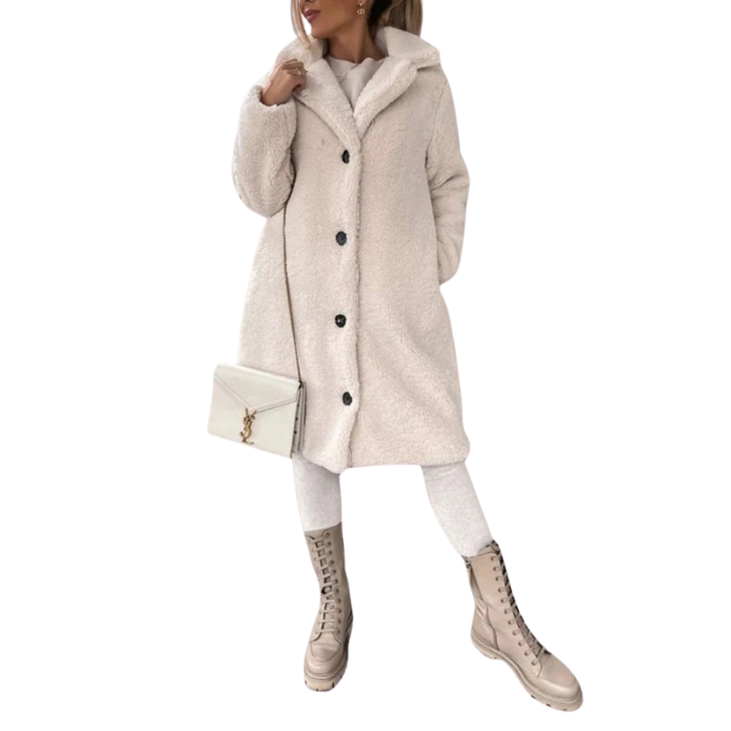 Knälång fleecejacka med normal passform