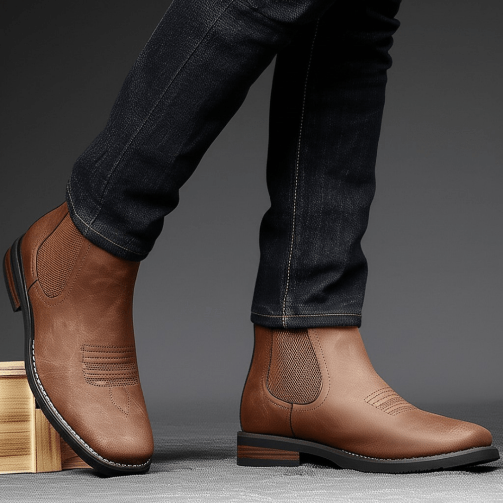 Brown Chelsea ankle boots lifestyle view