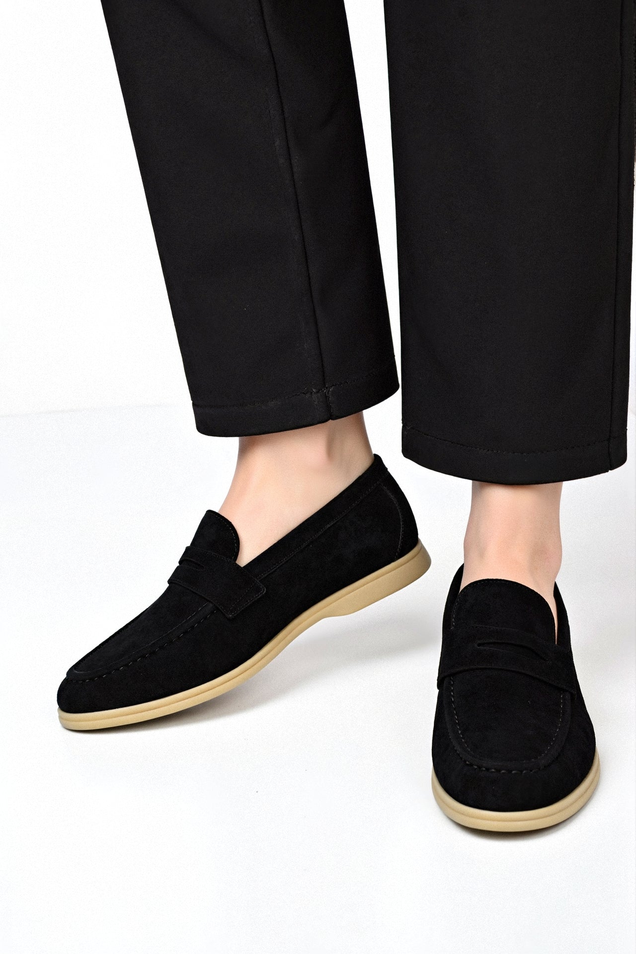 Mocka loafers med platt sula klassisk passform herr