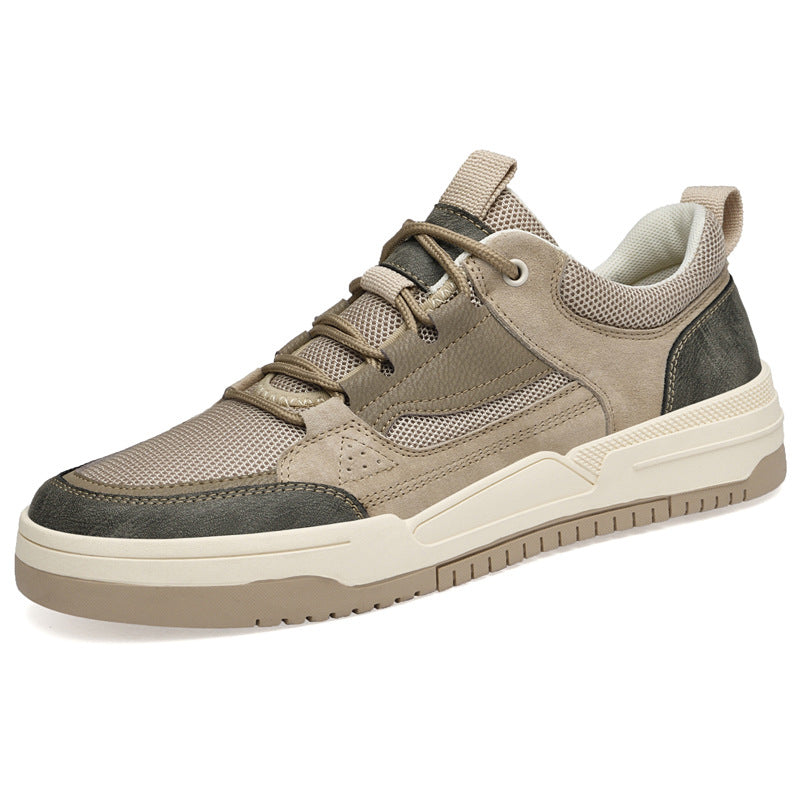 Men's retro everyday sneakers pair displayed flat lay, showing full silhouette and sole detail