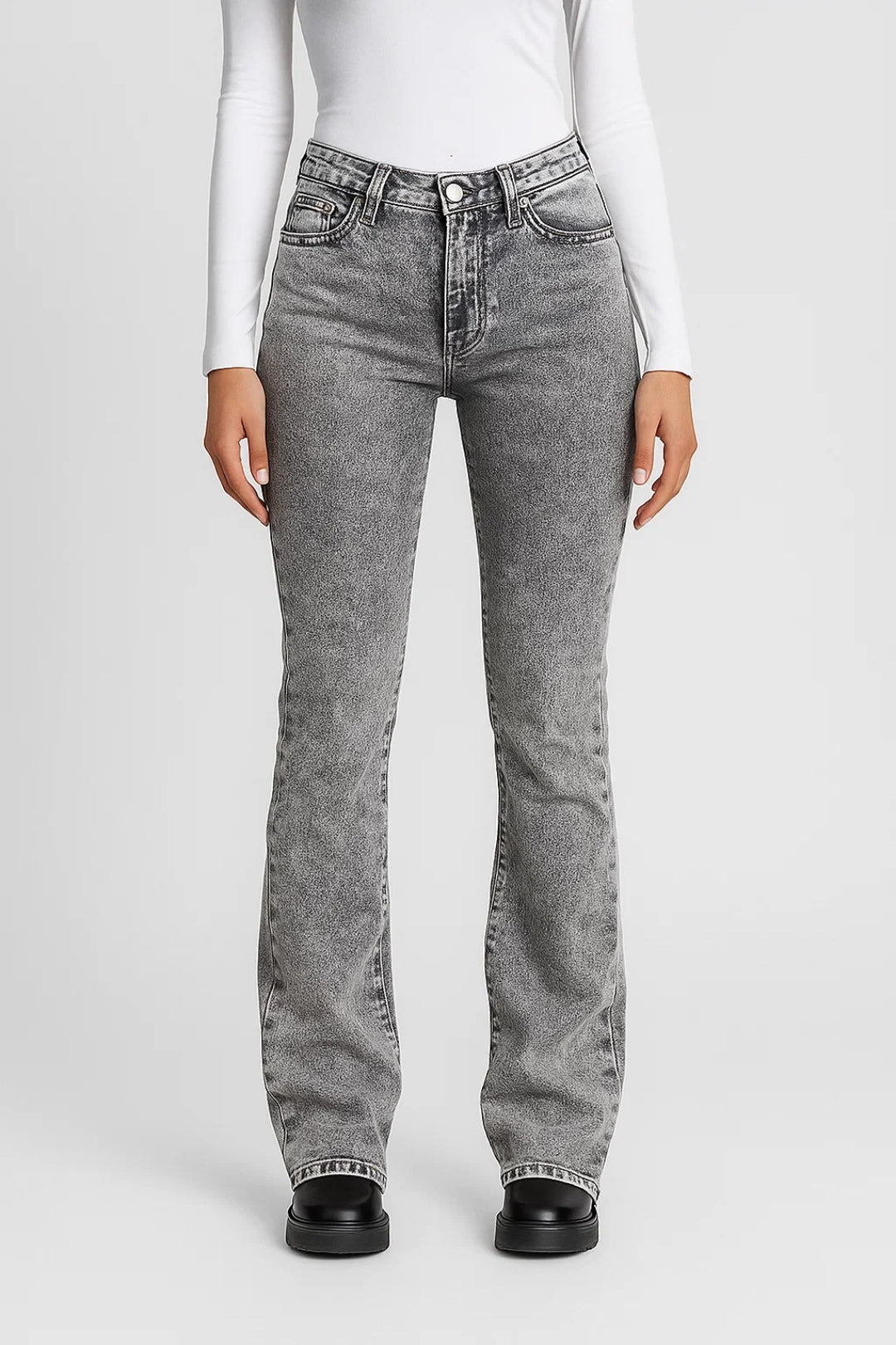 Denimbyxor med rak passform och hög midja för dam