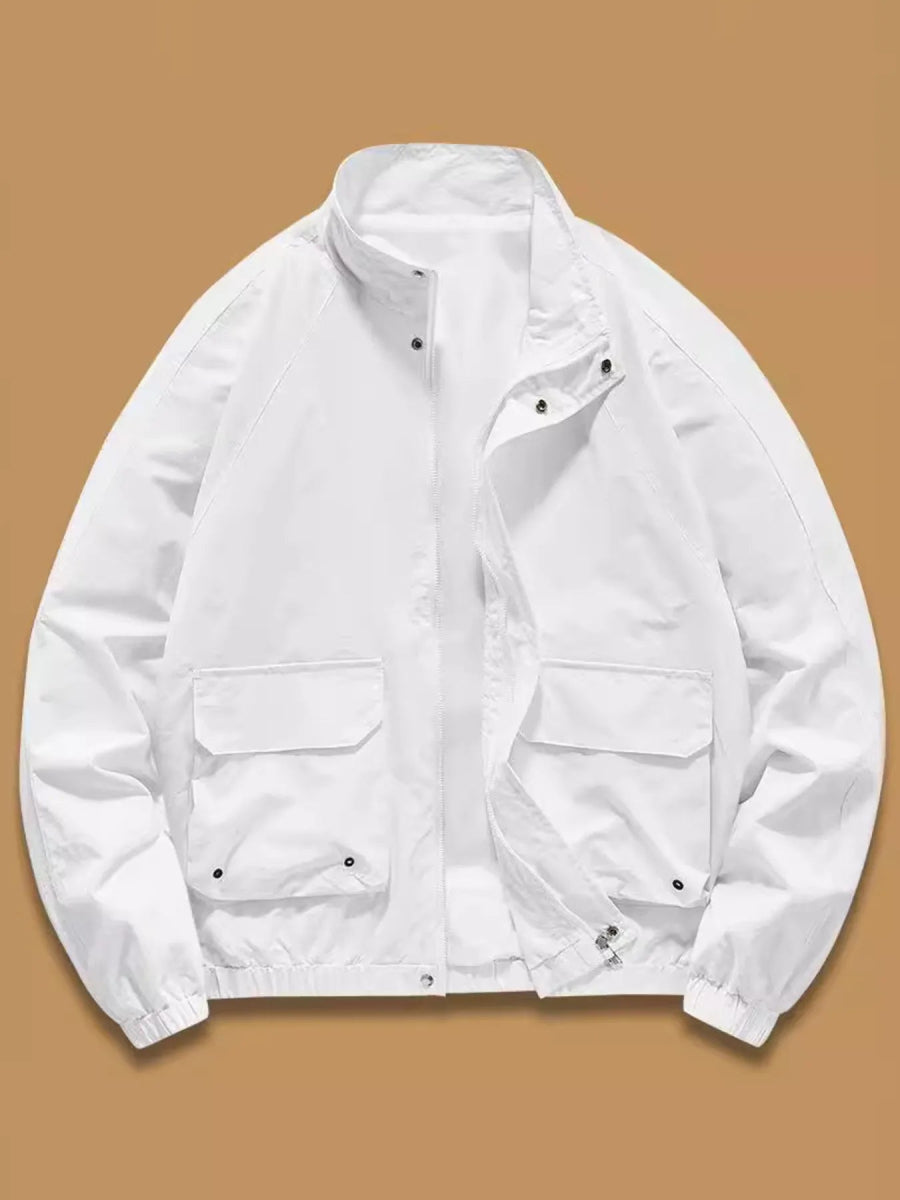 Minimalist men's jacket with elastic cuffs and two front pockets