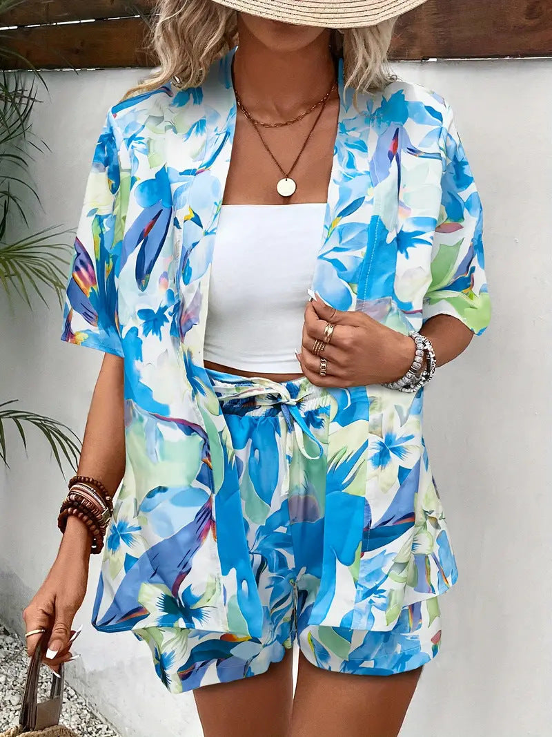 Printed Shirt Short Set Women
