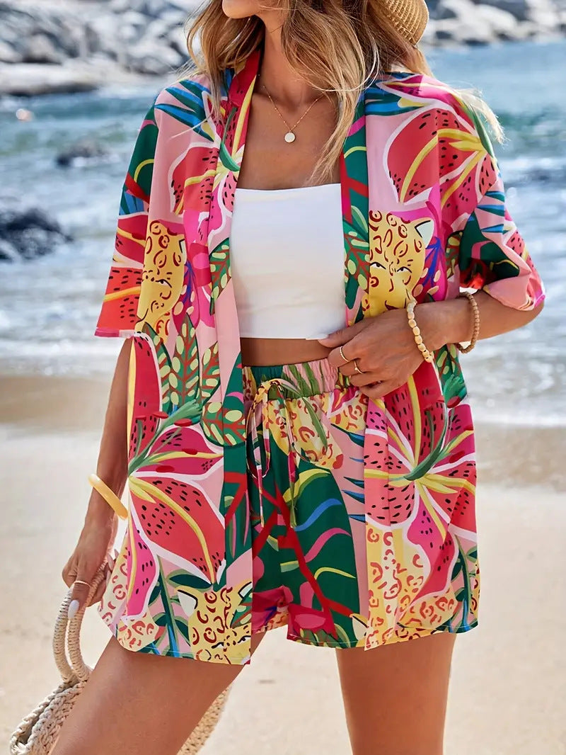 Printed Shirt Short Set Women