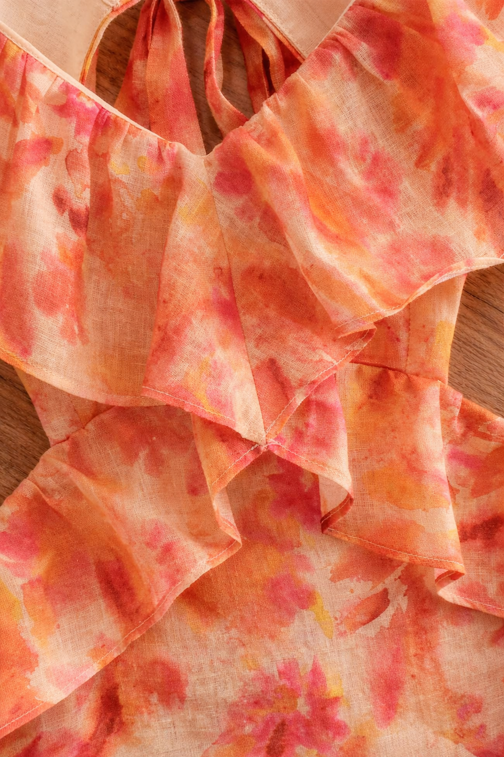 Orange Ruffle Detail on Women's Maxi Dress