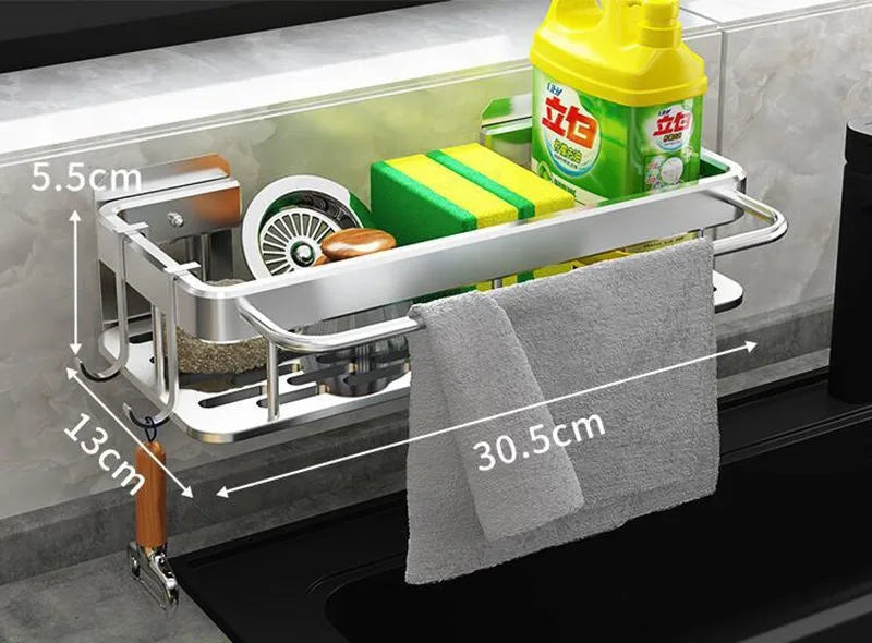 Väggmonterad förvaringshylla i aluminium för badrumsartiklar