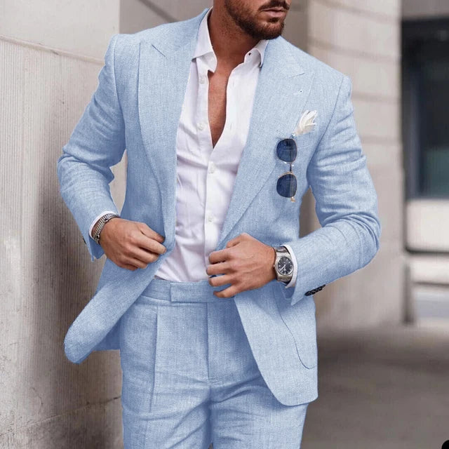Men's nylon blend blazer laid flat showing overall cut and structured shoulder line