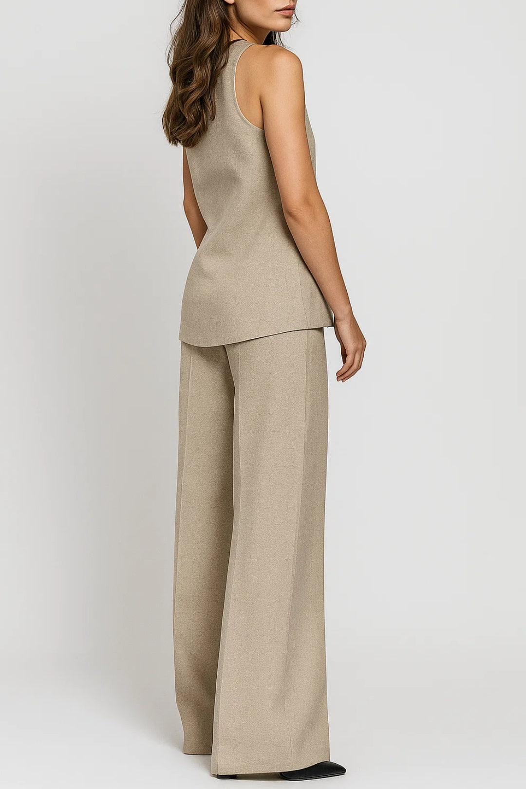 Ribbstickad topp och matchande leggings i set, figurnära passform för dam