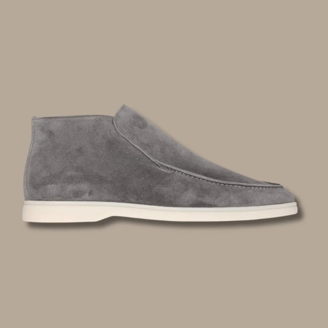 Herrsneaker i slip-on-stil med mockaimitation och gummisulor