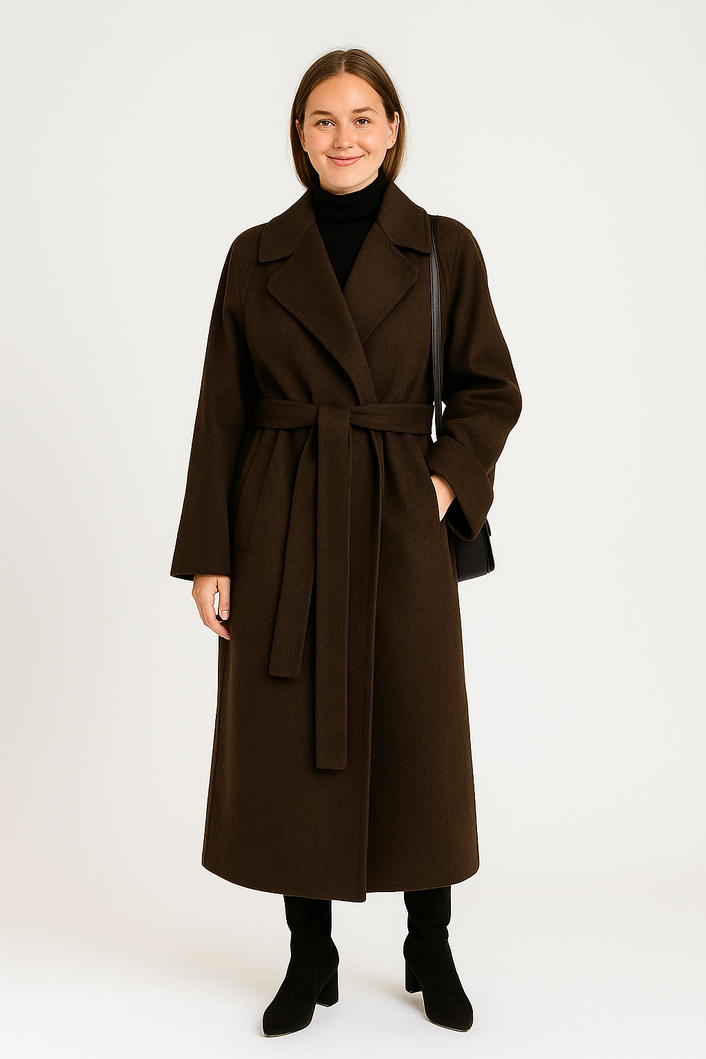 Strukturerad kappa i ullblandning med lång passform