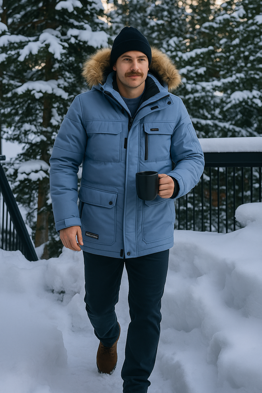 Termisk vinterjacka med dragkedja fram för herr