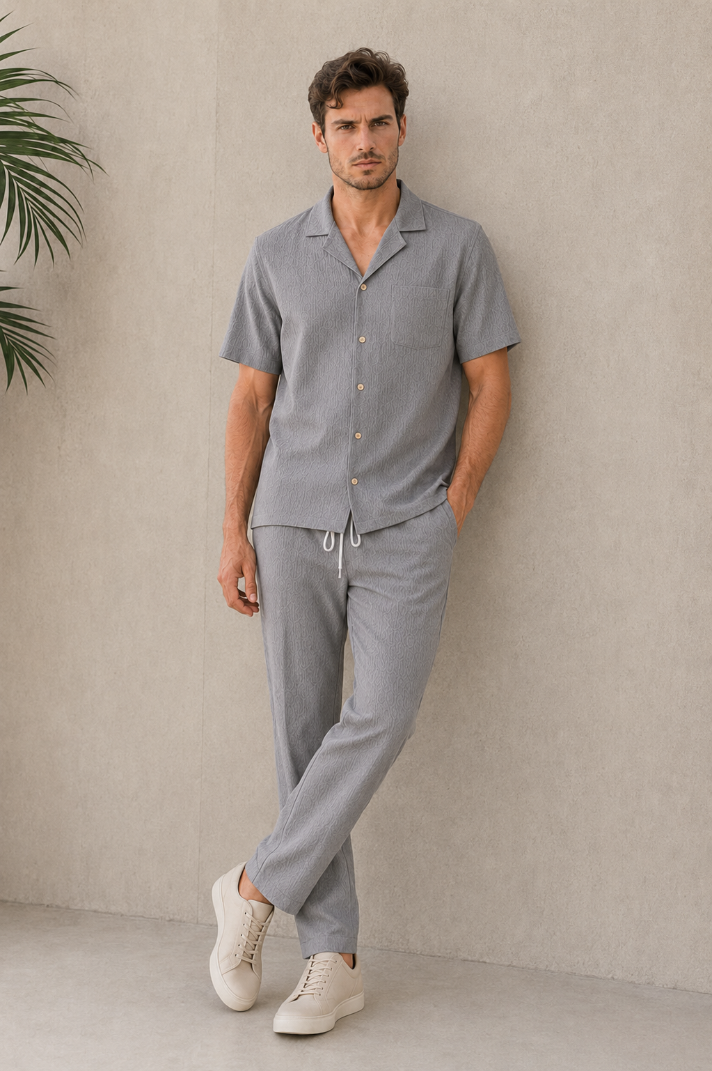 Short sleeve shirt and trouser set for summer