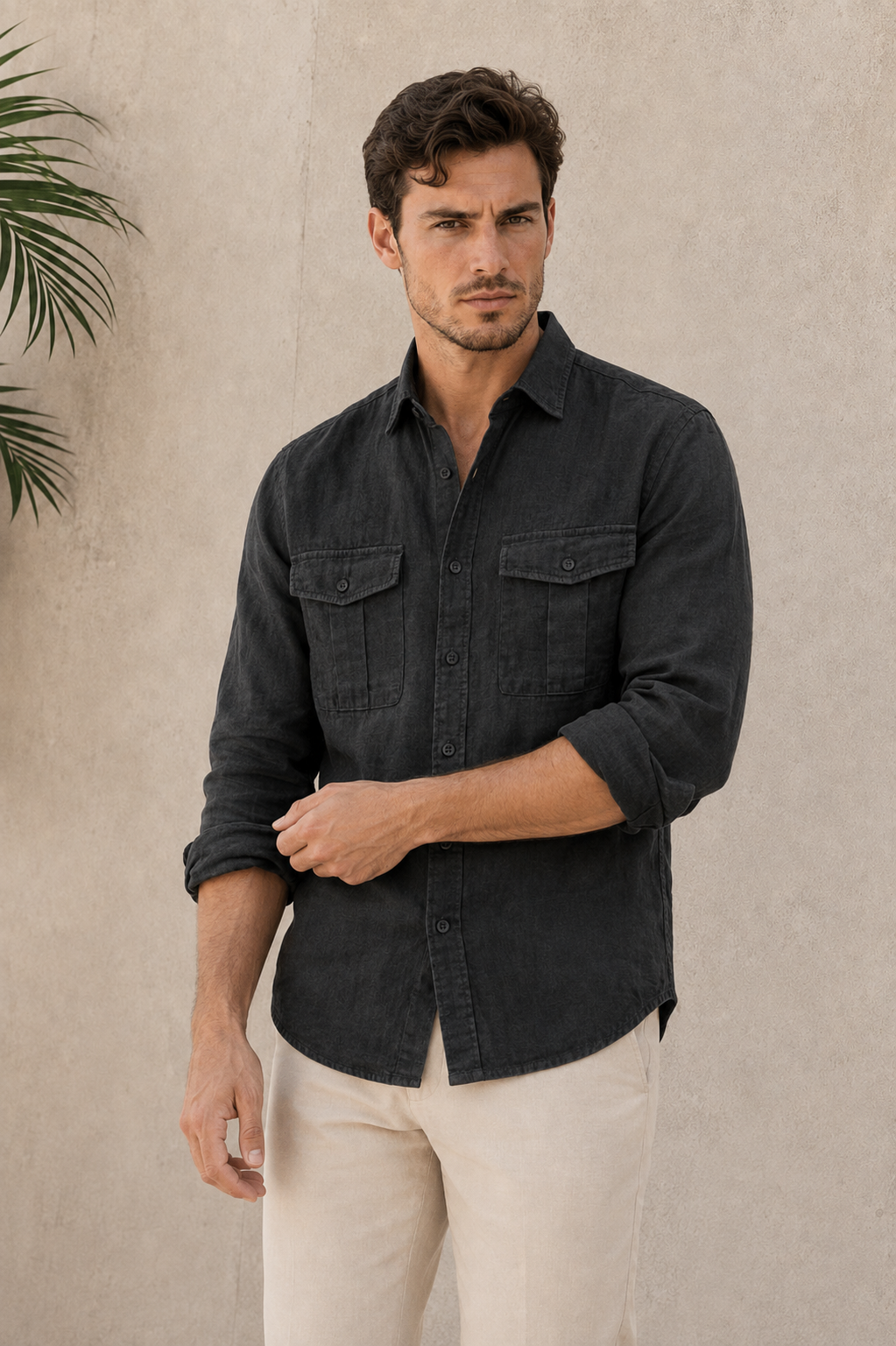 Cotton Linen Shirt Casual Men