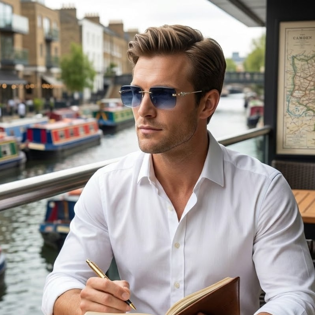Rimless Gradient Sunglasses Men