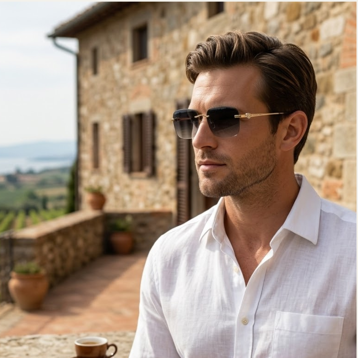 Rimless Gradient Sunglasses Men